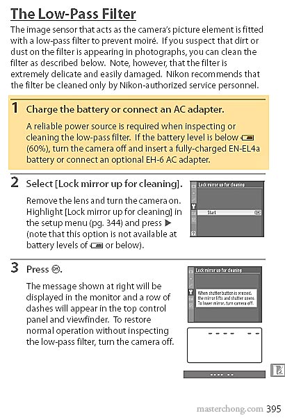 Nikon D3 Low-Pass Filter Cleaning Guide