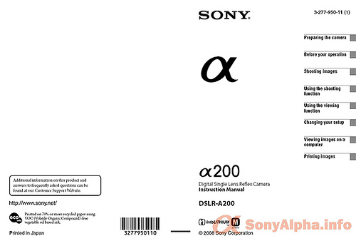 Sony Alpha DSLR-A200 User Manual